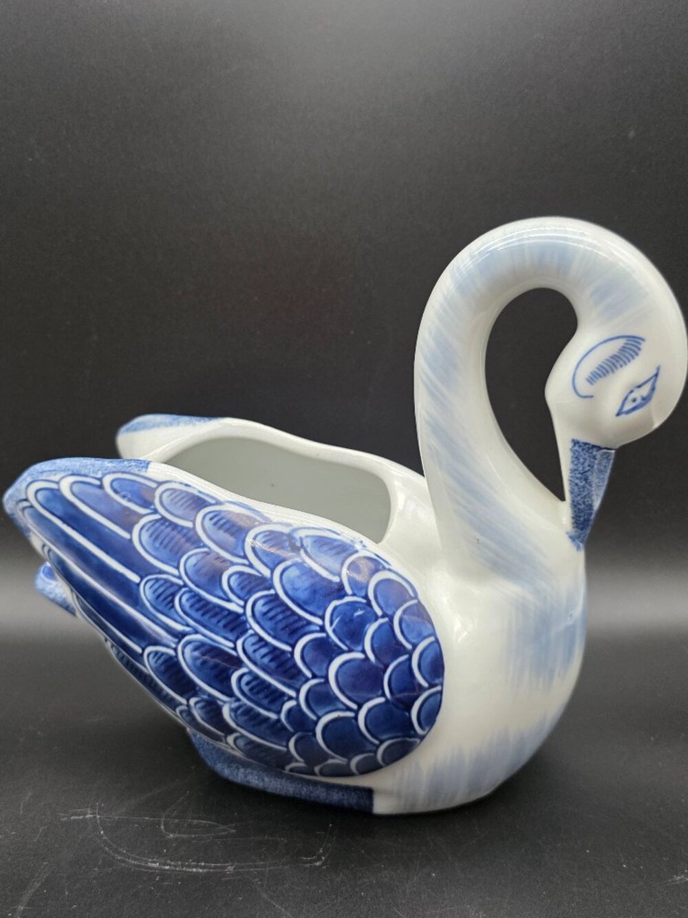 Formalities By Baum Bros Decorative Collectible Blue White Swan Planter